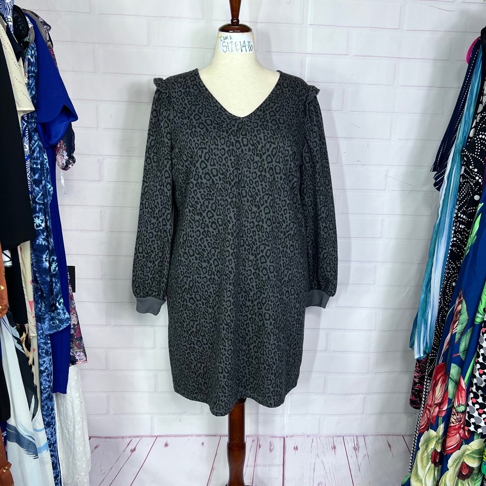 👗 |•NINE WEST•| Animal Print Long Sleeve Dress Size XXL